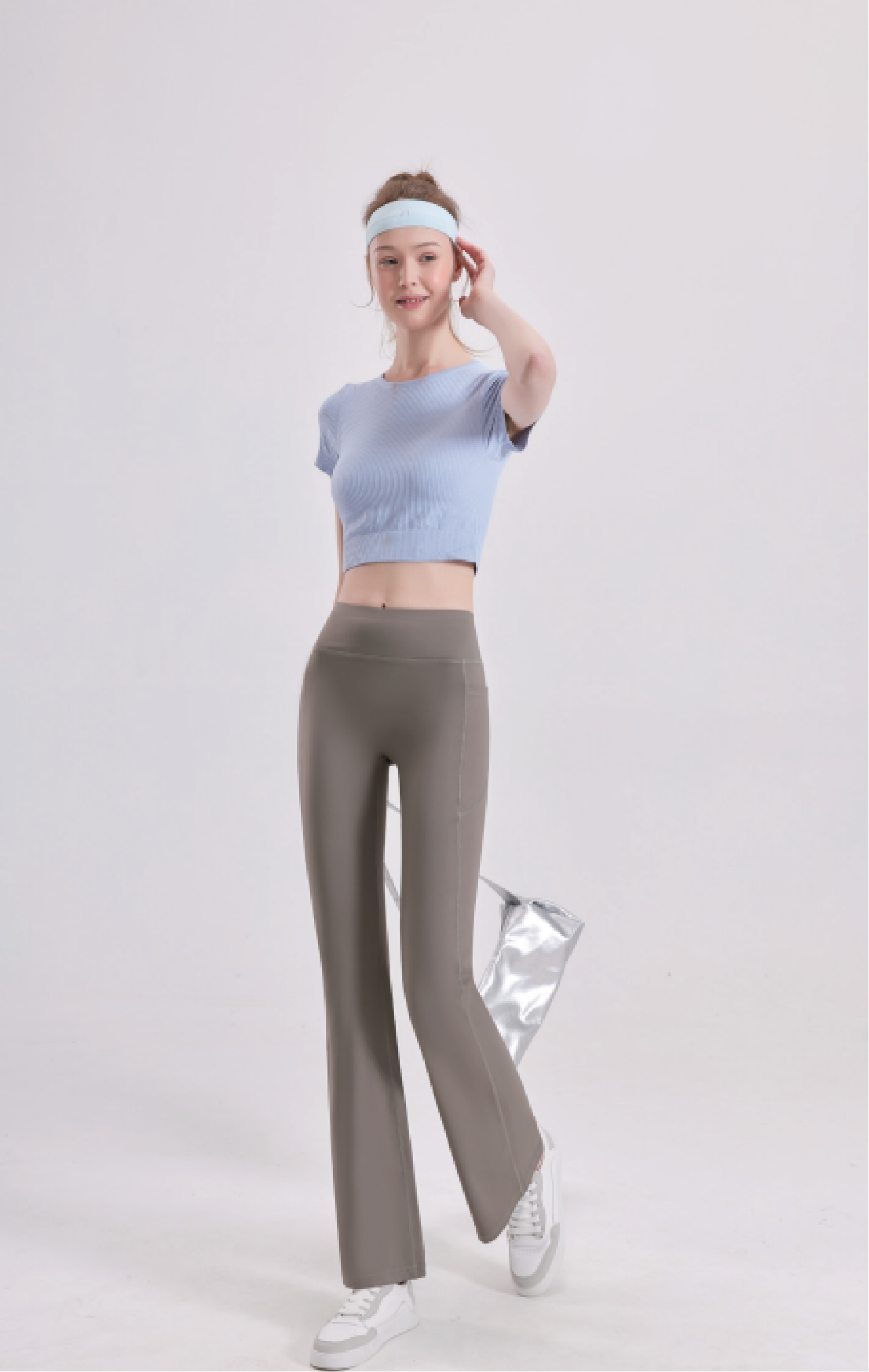 High-Waist Flared Yoga Pants with Side Pockets